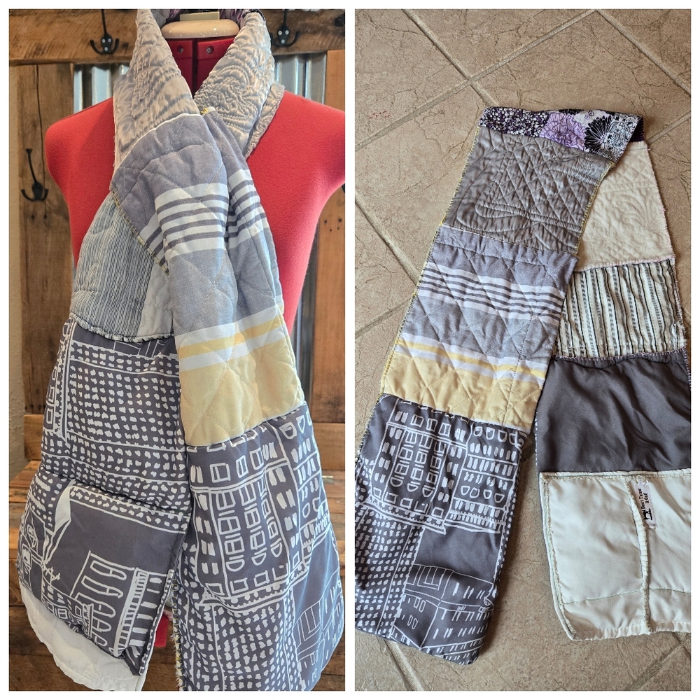 Upcycled Quilt Patch Winter Scarf Handmade Dont Throw It Out
